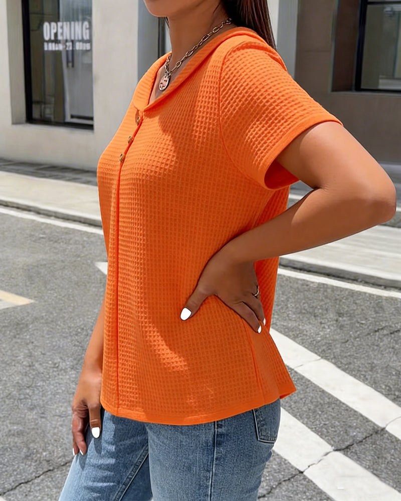 Topp Vaffelstrikket V-hals Kortermet