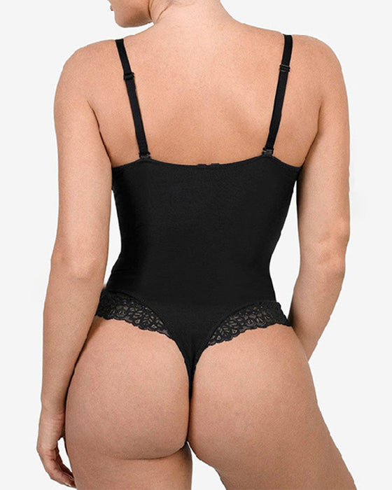 Bodysuit Med Dyp V-hals Og Blonder Formtøy
