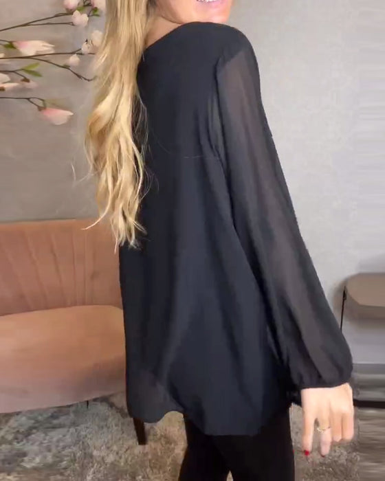 Skjorte Med Rund Hals Og Langermet Paljett