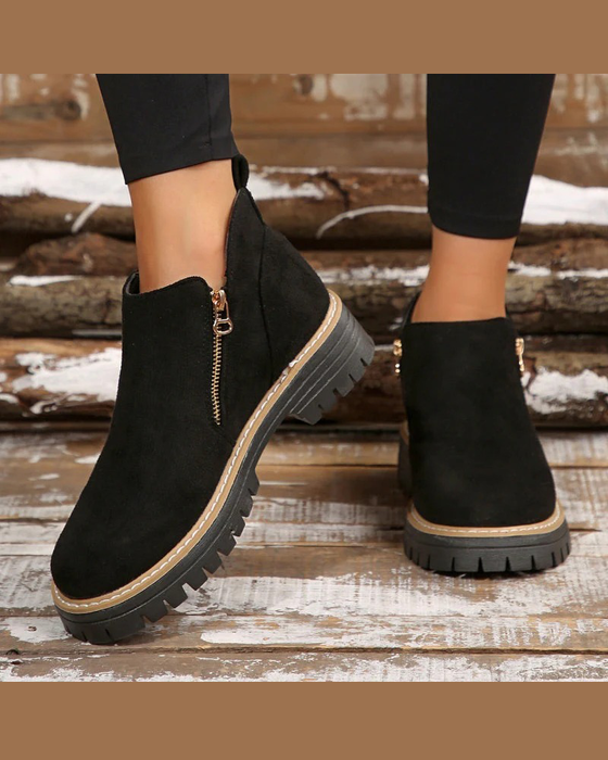 🔥Høst- Og Vintergodterier🔥Dame Støvler Med Rund Tå Og Glidelås I Siden