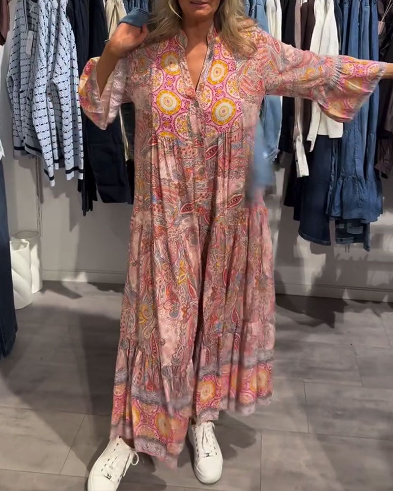 Kjole Avslappet Ferie Lang Trykt