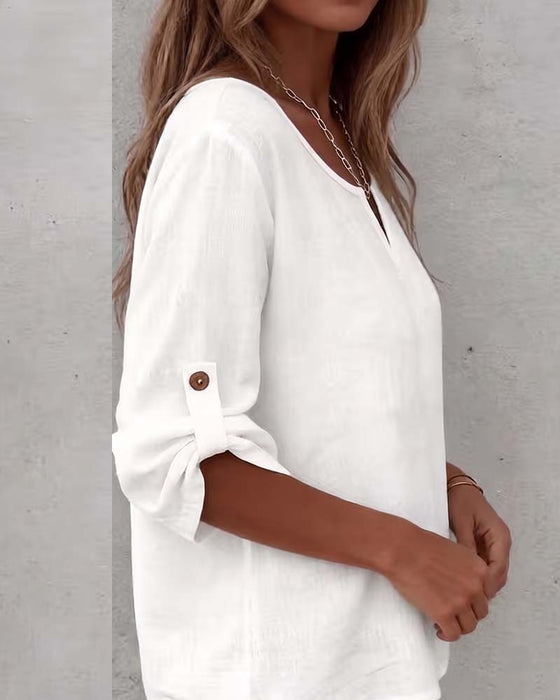 Bluse Solid Casual Knapp
