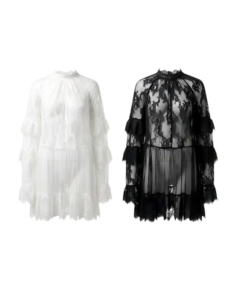 Kjole Elegant Hullkant Blonder