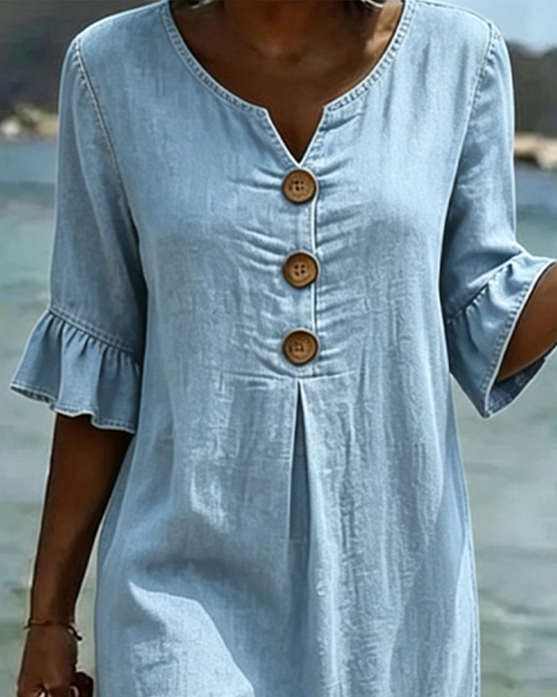 Kjole Lotus Blad Ermer Jeans