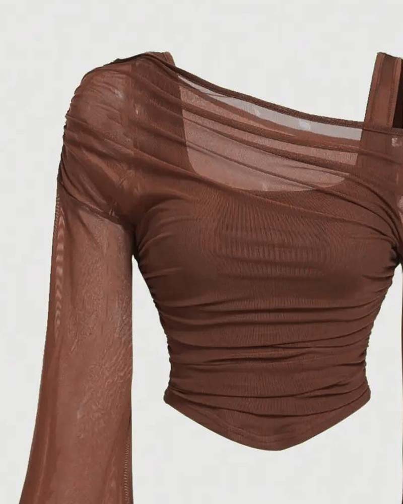 Bluse Nett Rynket Lang Erme Cami