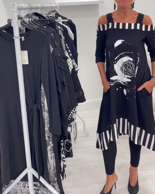 Kjole Off-Shoulder Uregelmessig Løs Print