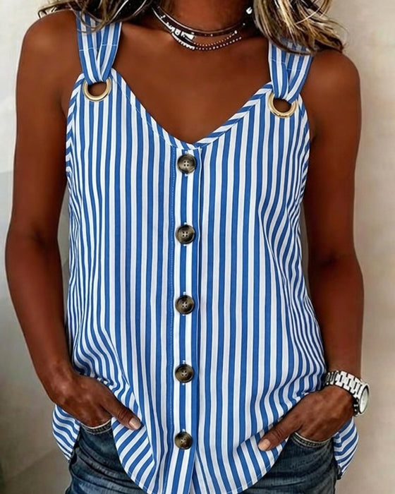 Cami Top Stroppet Metallring Stripet
