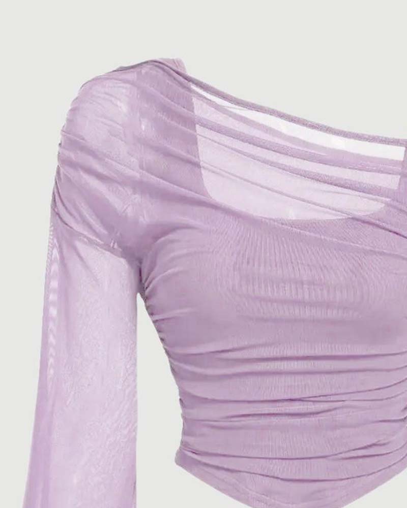 Bluse Nett Rynket Lang Erme Cami