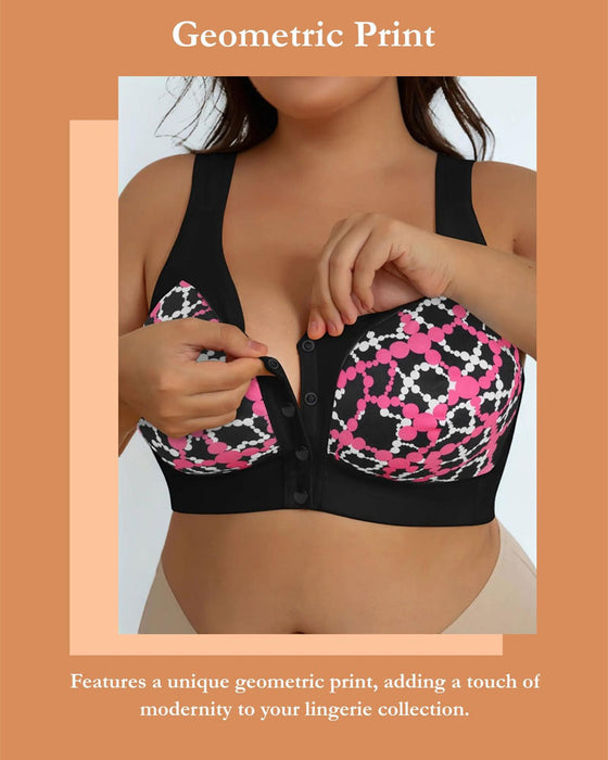 Frontlukking Trådløs Chic Geometrisk Trykk Bralette