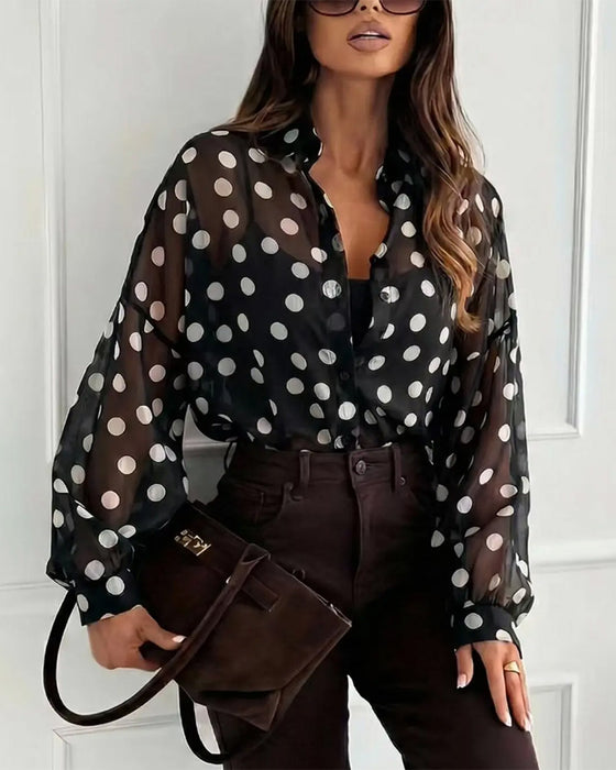 Bluse Casual Langermet Prikket