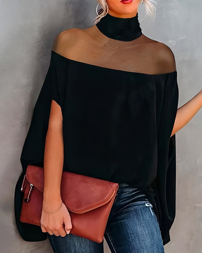 Bluse Gjennomsiktig Cold Shoulder Dolmanerme