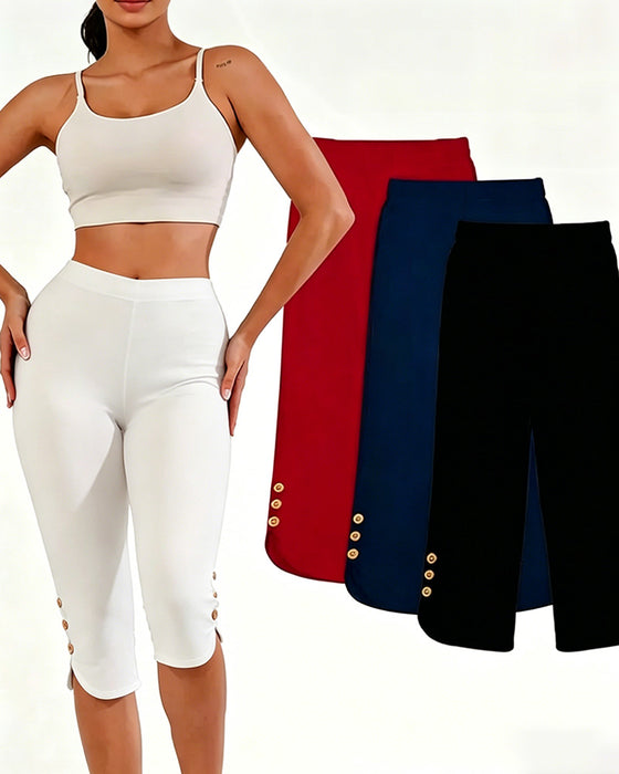 Leggings Ensfarget Slim-Fit Avkortet