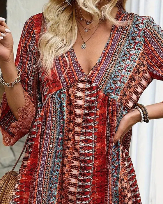 Kjole V-Hals Blonde Trekvart Erme