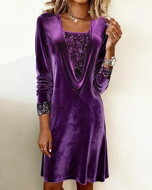 Kjole Elegant Paljetter Lappeteppe