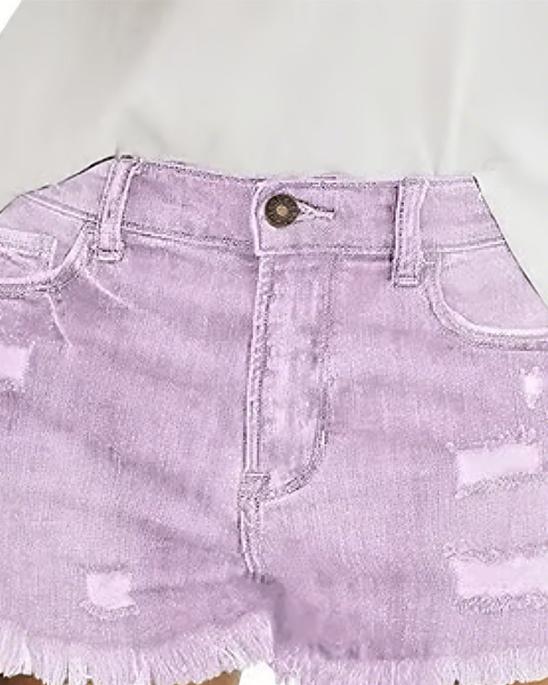 Shorts Rå Kant Denim