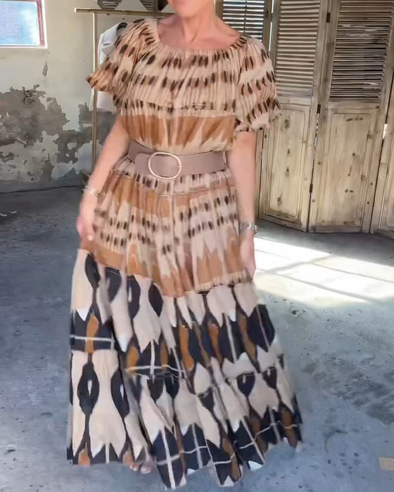 Kjoler Off-Shoulder Firkantet Hals Løs Trykk