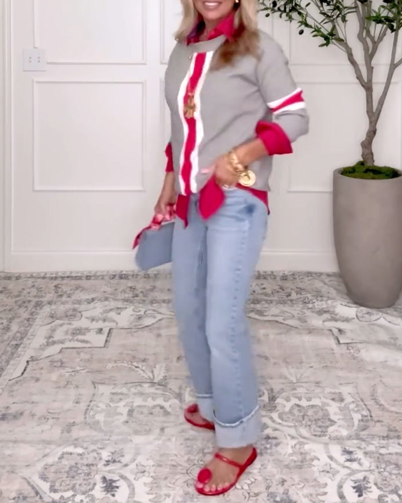 Rundhalset Langermet Kontrastfarget Genser