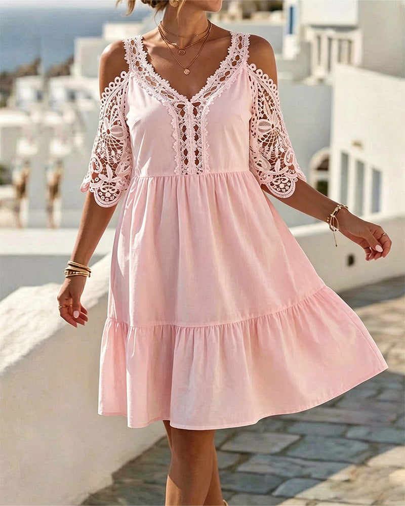 Kjoler Blonder Off-Shoulder Lagdelt Kort