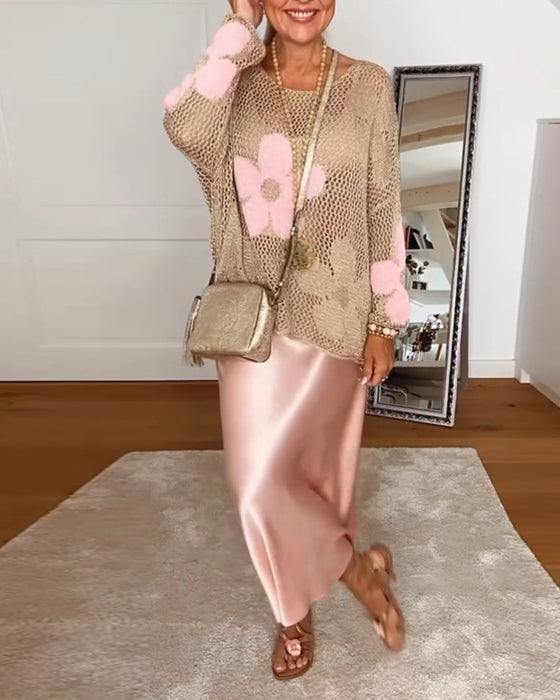 Elegant skjørt med solid farge og fold