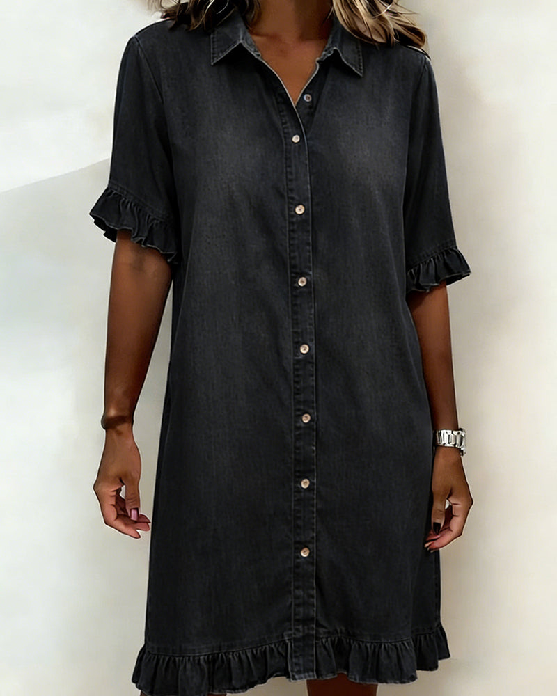 Kjole Denim Rysjer Skjorte