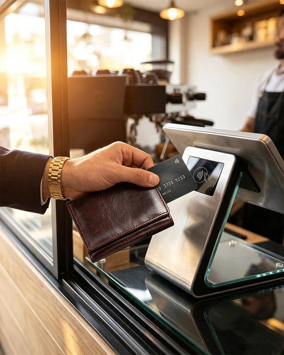 Menns Ekte Oljevokset Skinn RFID-lommebok
