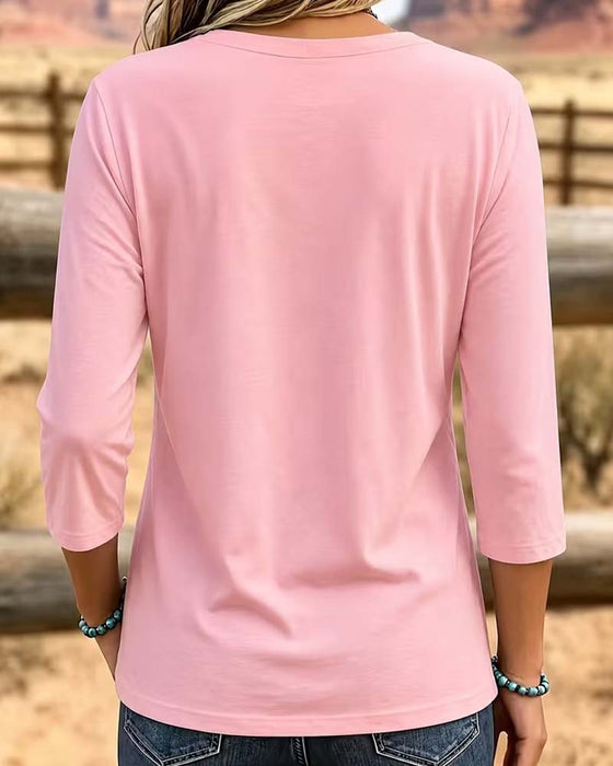 Topp Crew Hals Patchwork Asymmetrisk Fald