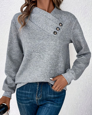 Asymmetrisk Sweatshirt I Rutemønster Med Lange Ermer