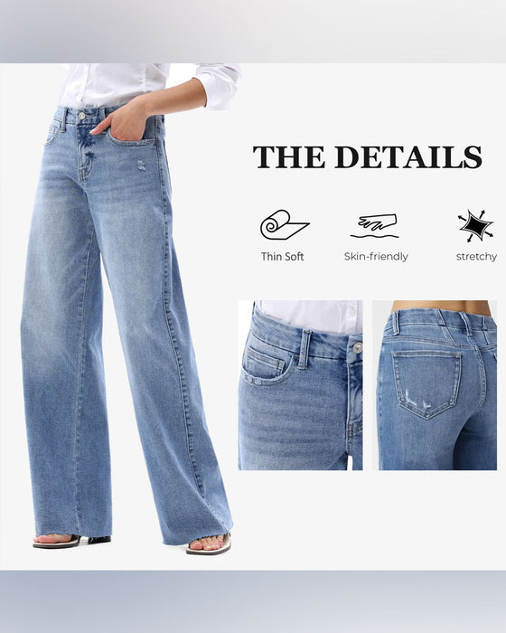 Jeans Lomme Knapp Vide Bein