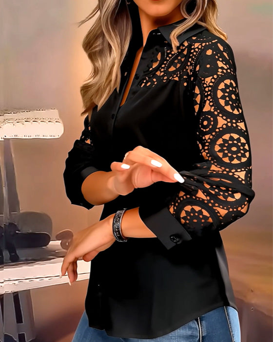 Bluse Ensfarget Jakkeslag Knipling Lappeteppe