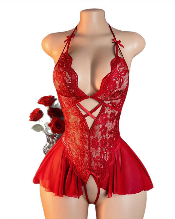 Sexy Lingerie Ensfarget Kryssede Remmer