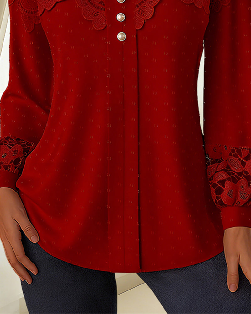 Løstsittende Bluse Med V-Utringning Og Sømføyning