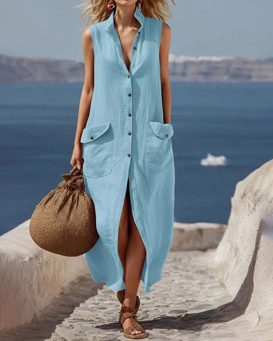 Kjole Casual Løs Ermeløs