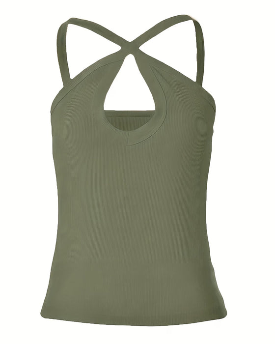 Cami Top Halter Hals Uthulet Ribbet