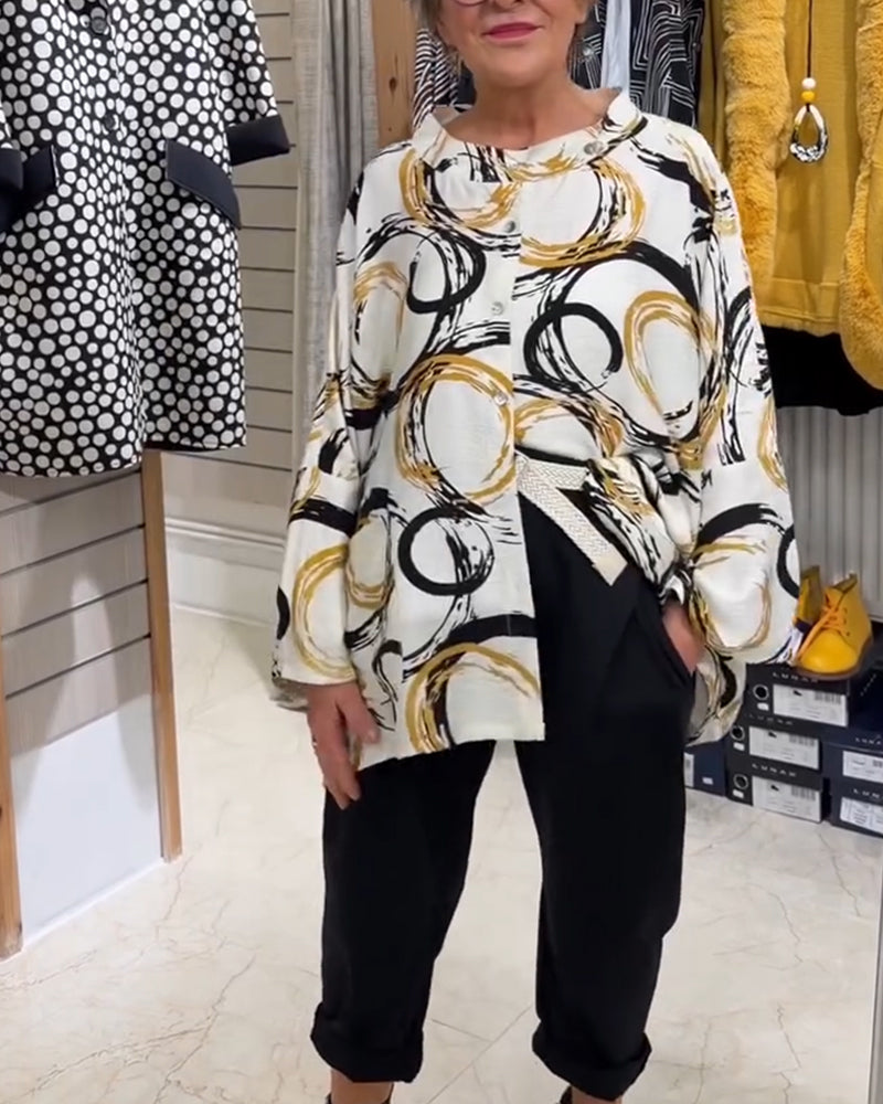 Skjorte Ståkrage Knapp Unik Trykk