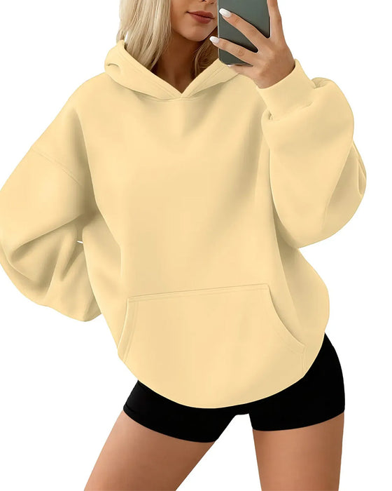 Hoodie Hetter Lomme Solid Løs
