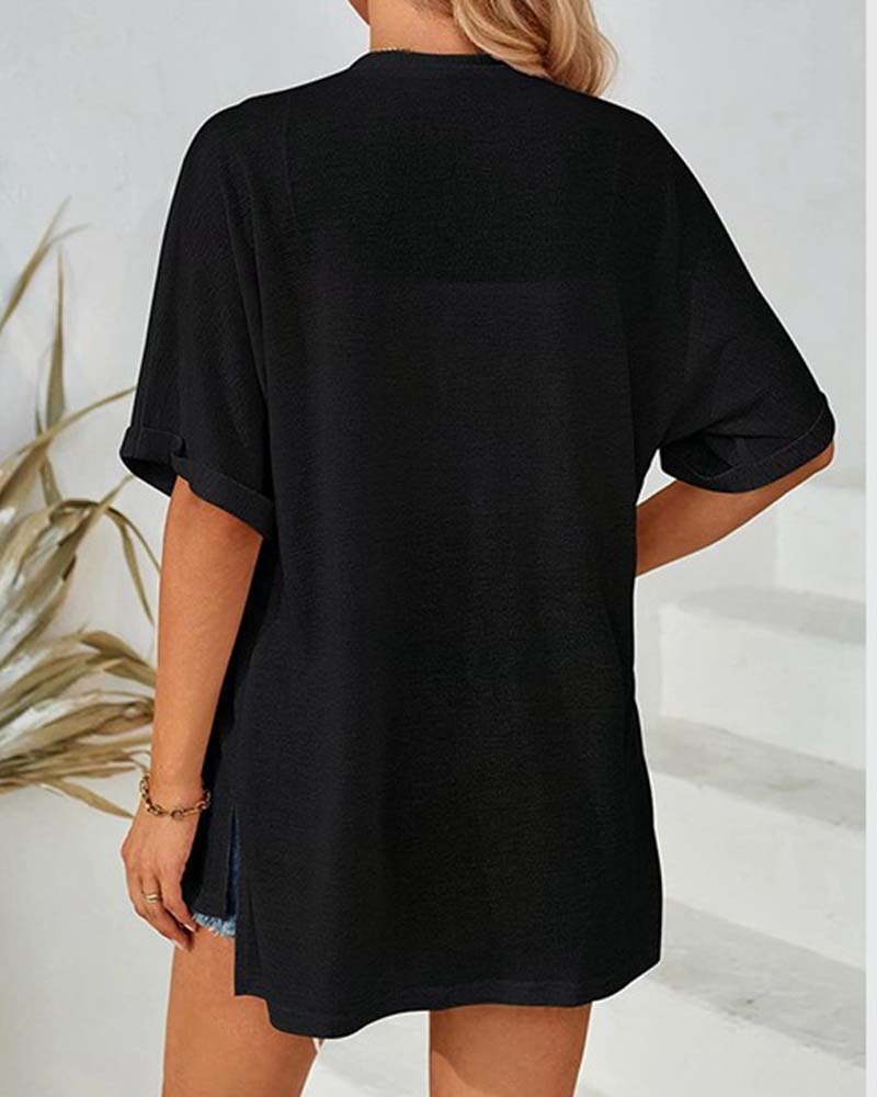 Jakke Kortsermet Avslappnet Ensfarget