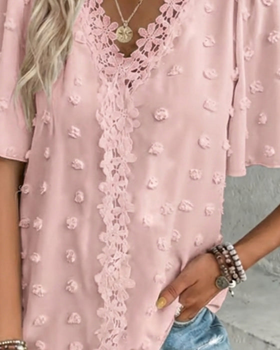 Bluse Sammenføyd Jacquard Rysjeerme
