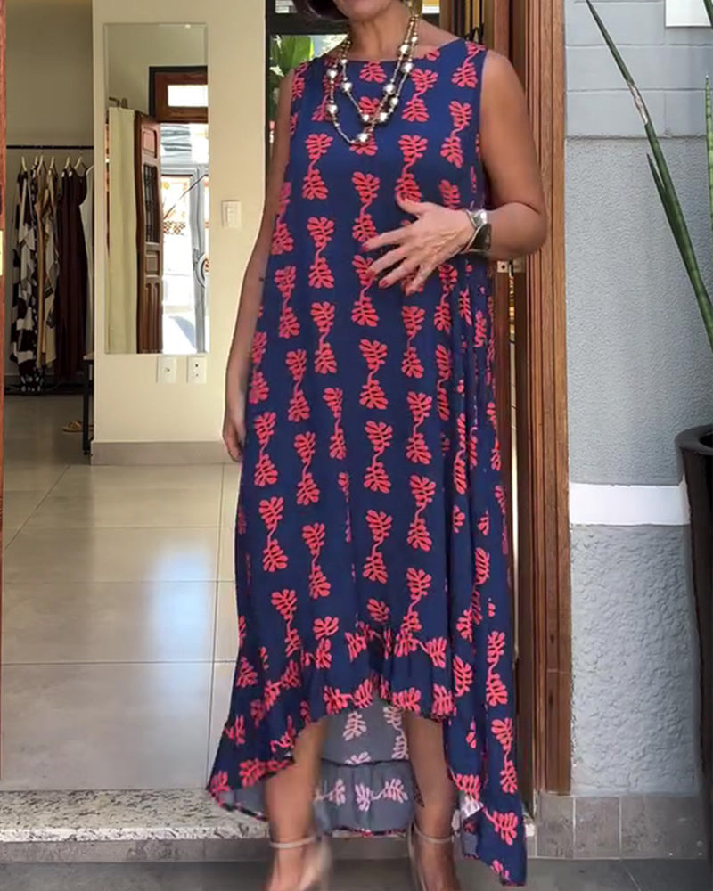 Kjole Trykt Ermløs Uregelmessig