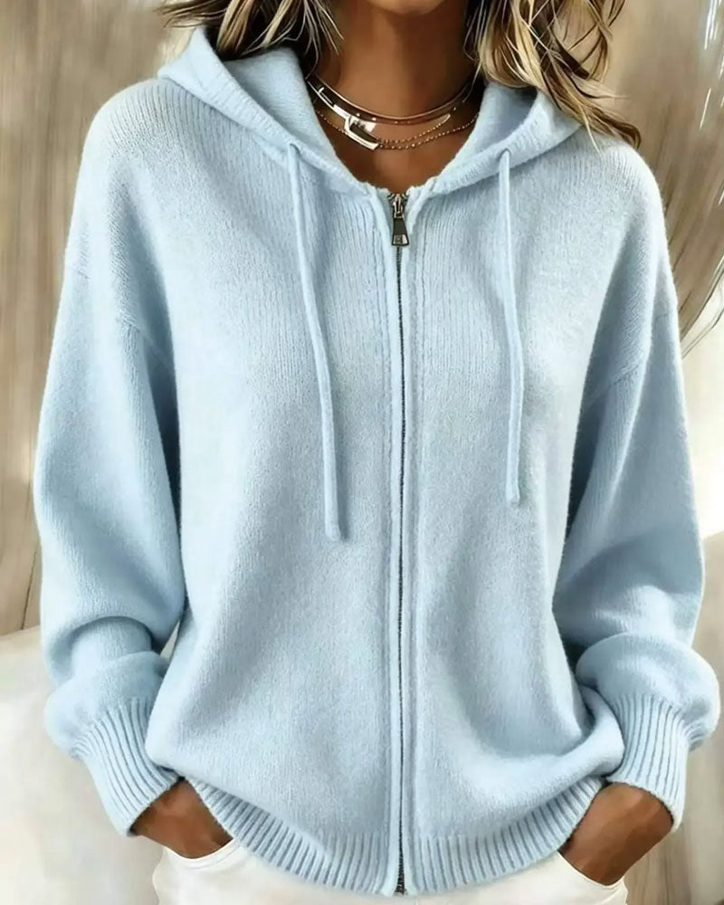 Cardigan Hetter Drop Skulder Glidelås Strikket