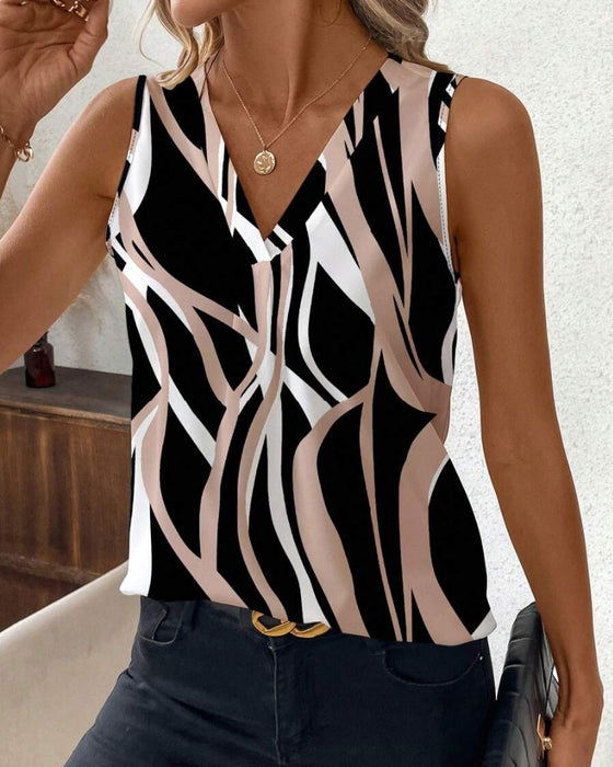 Vest V-hals Blomstret Uten Ermer