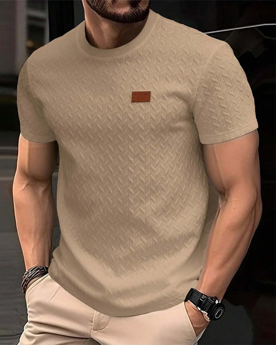 T-Skjorte Menn Jacquard Kort Erme