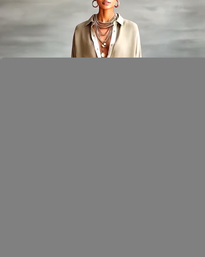 Skjortekjole Elegant Reverskrage Drapert