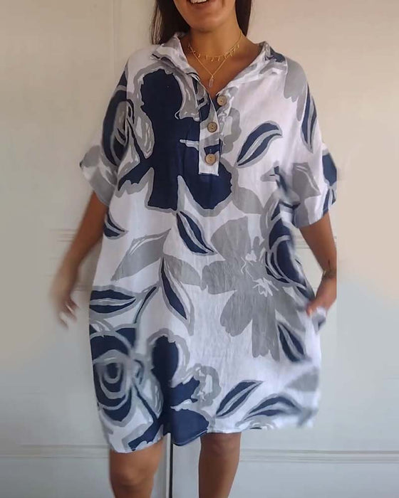 Blomstertrykk jakkeslagskjole