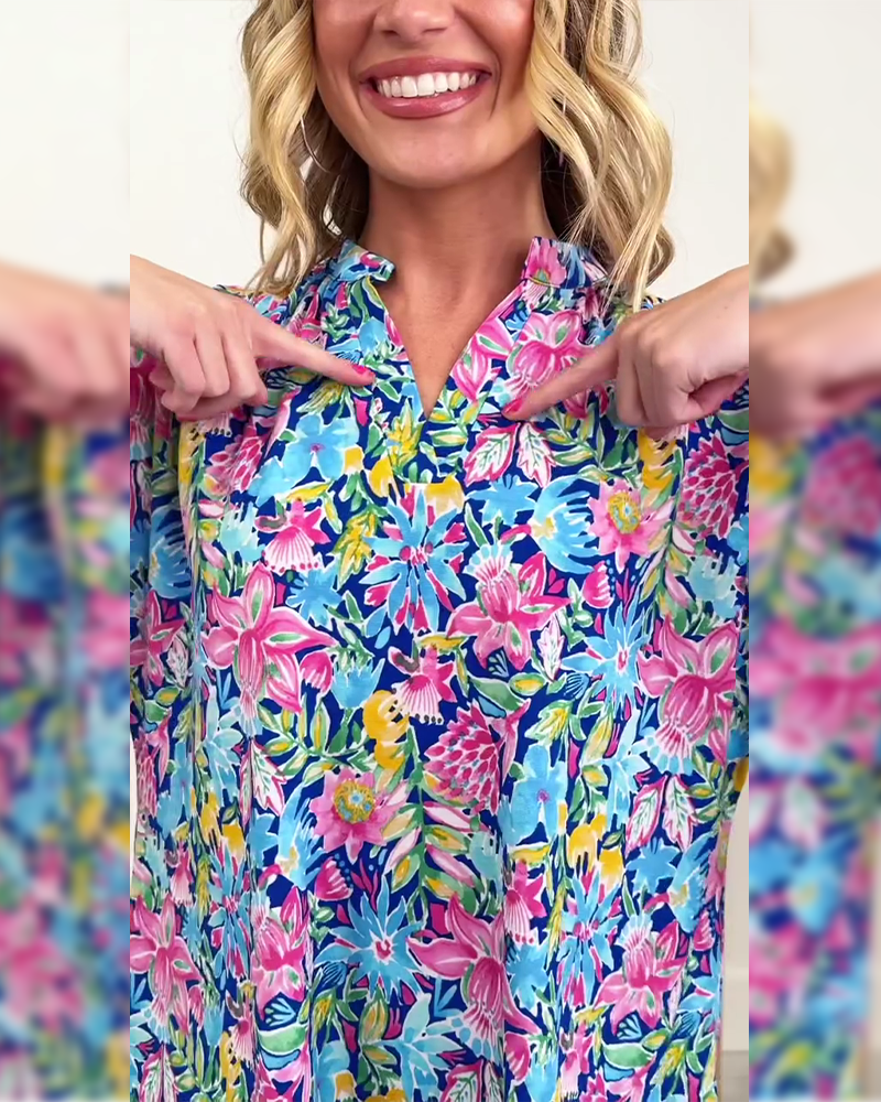 Topp Tropisk Blomstret Kortermet