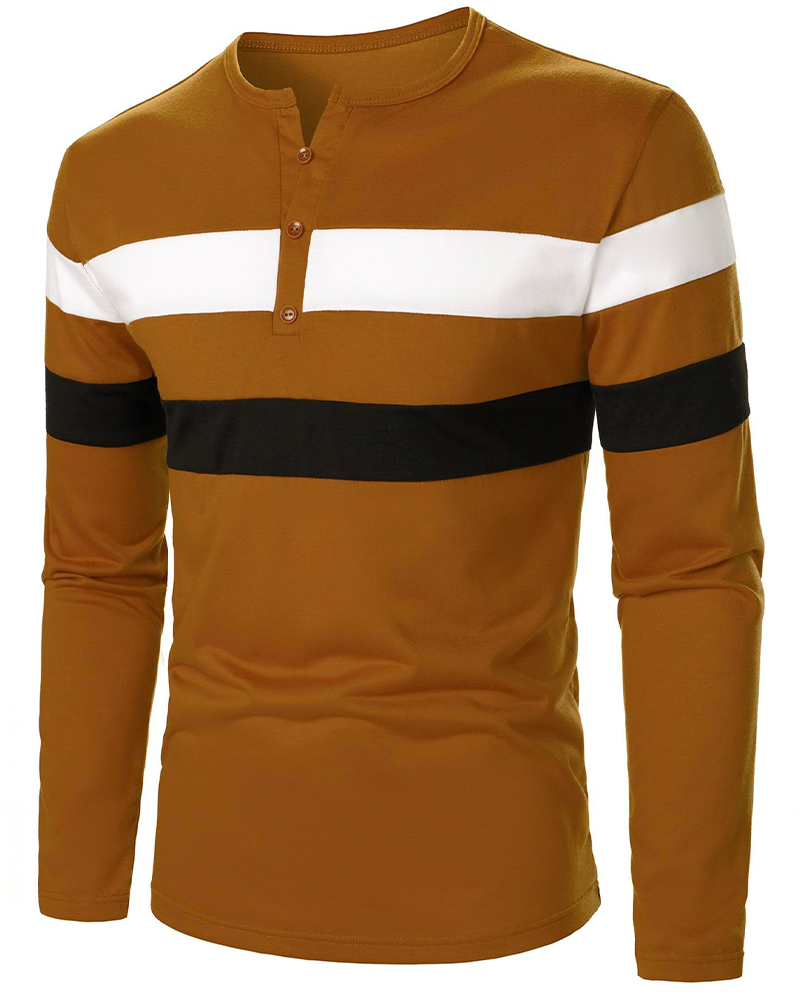 T-Shirt Rundhalset Stripet Langermet Menn
