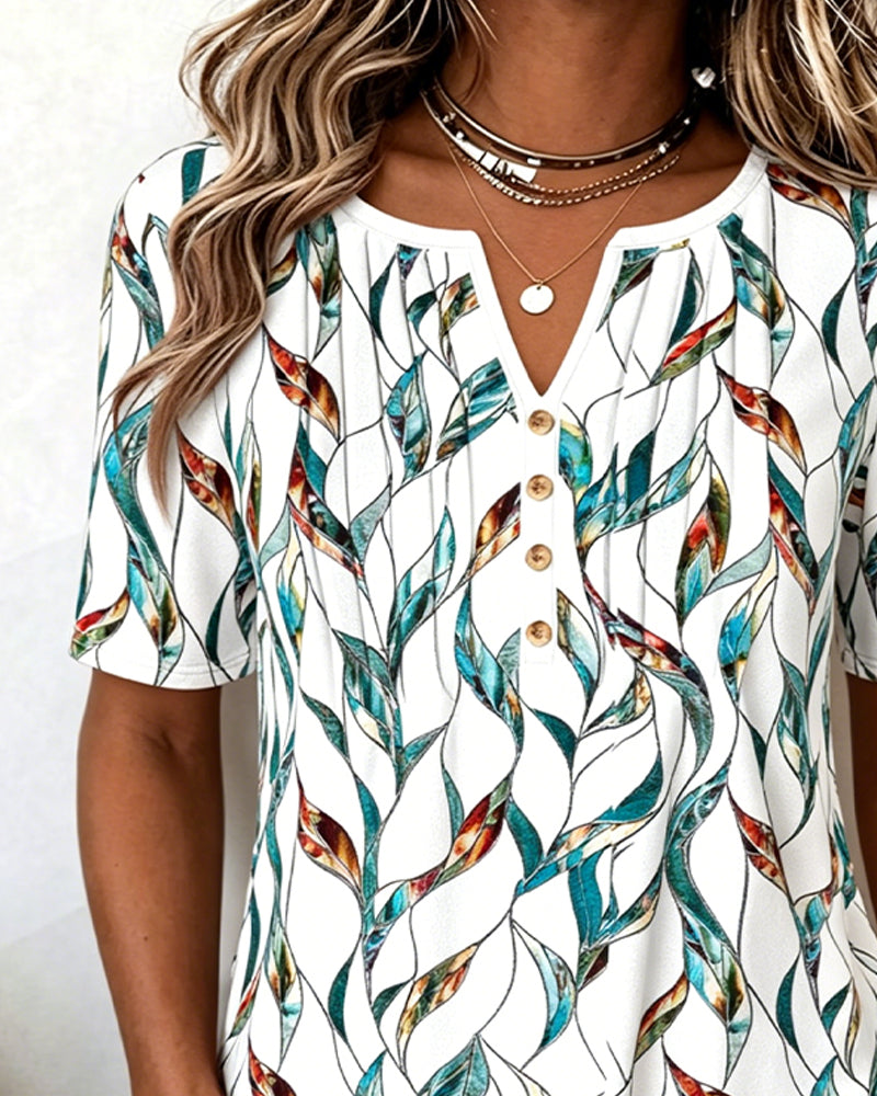 Bluse Petite V-Utringning Botanisk Trykk