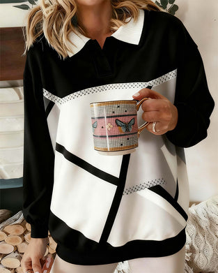 Genser med avslappet trykk og langermet stoff