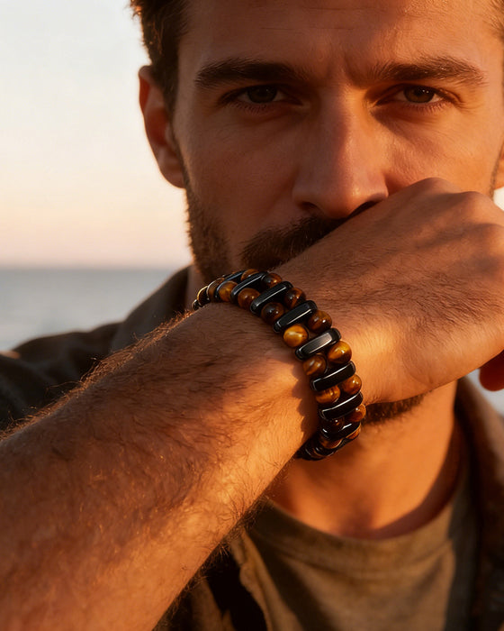 Naturlig Tigerøye Sten Armbånd