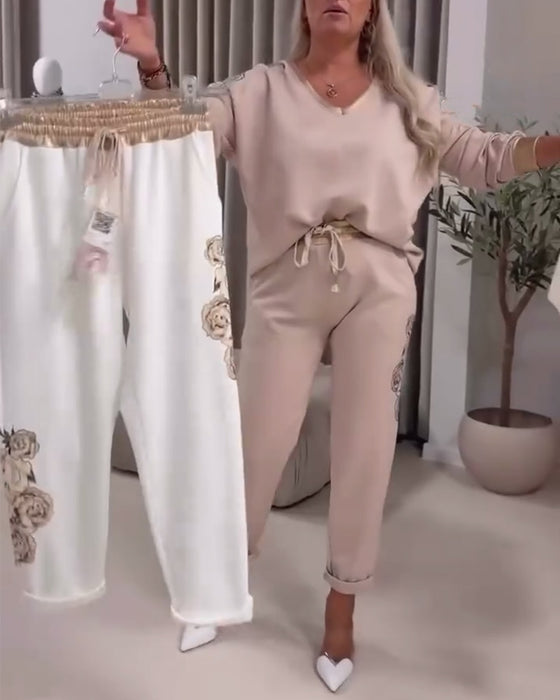 Dress Langermet V-hals Casual Genser