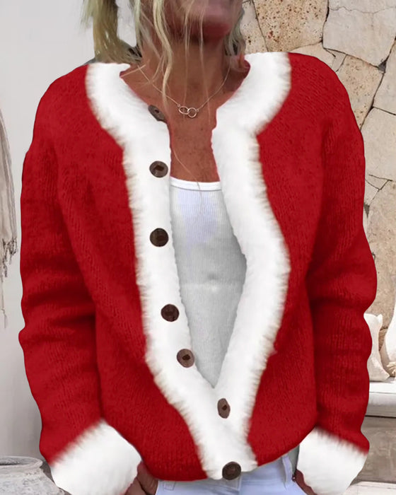 Kontrastfarget Moteriktig Langermet Cardigan